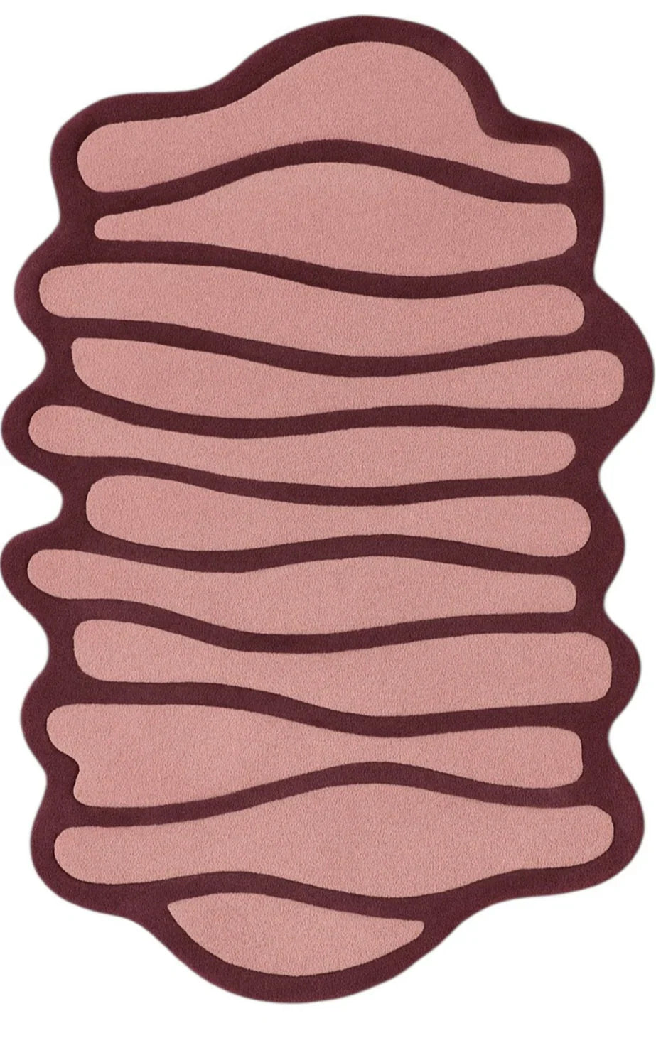 Unique Pink Wavy Hand-Tufted New Zealand Rug