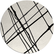 Kousan White & Black Hand Tufted Round Plush New Zealand Wool Rug