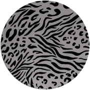 Sibi Black & Grey Hand Tufted Round Plush New Zealand Wool Rug