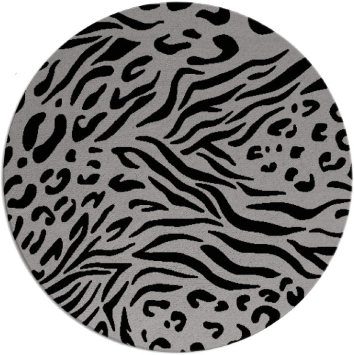Sibi Black & Grey Hand Tufted Round Plush New Zealand Wool Rug