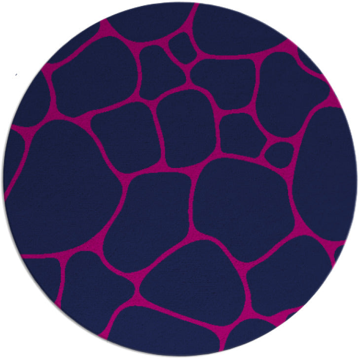 Caye Blue Pink Hand Tufted Round Plush New Zealand Wool Rug