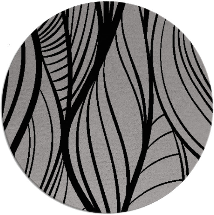 Mahu Black & Grey Hand Tufted Round Plush New Zealand Wool Rug
