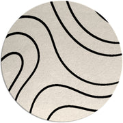 Noa Beige Black Hand Tufted Round Plush New Zealand Wool Rug