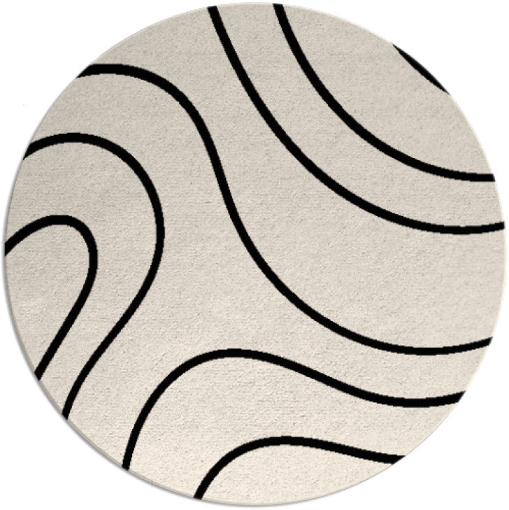 Noa Beige Black Hand Tufted Round Plush New Zealand Wool Rug