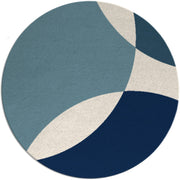 Ovolo Blue Shades Hand Tufted Round Plush New Zealand Wool Rug