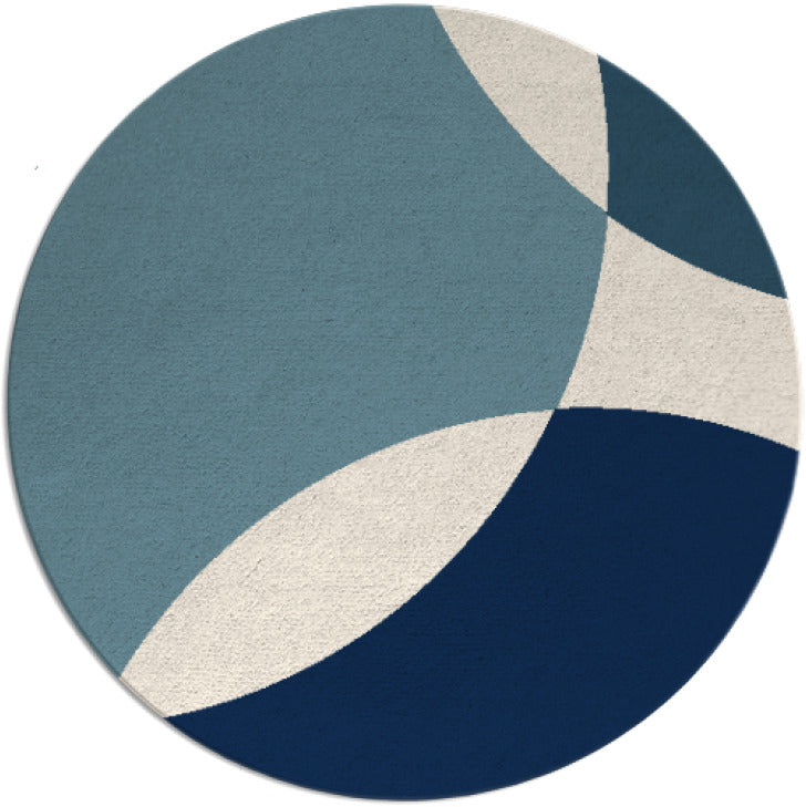 Ovolo Blue Shades Hand Tufted Round Plush New Zealand Wool Rug