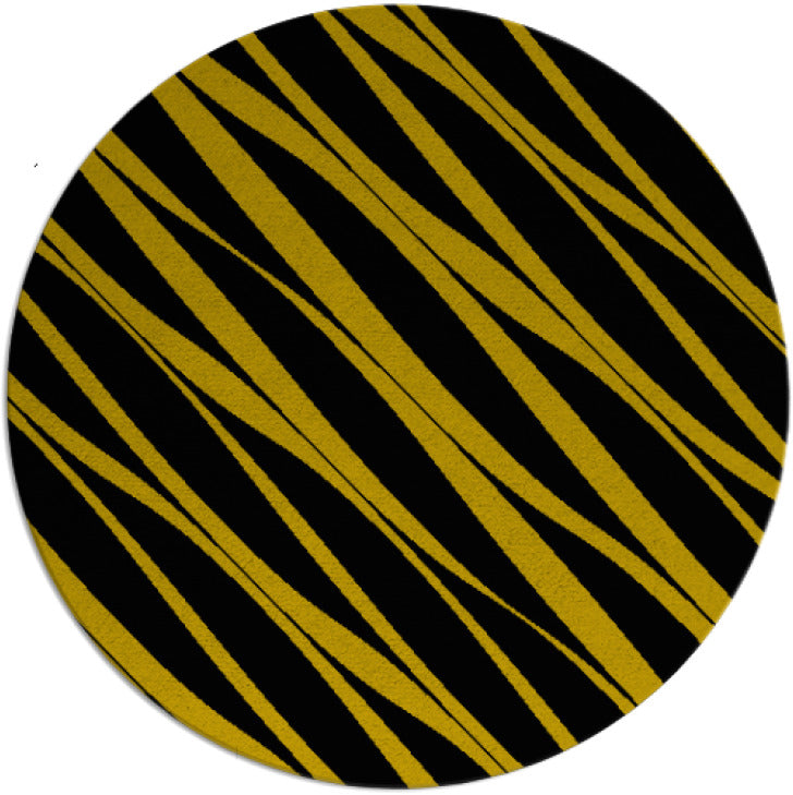 Epsilon Black Yellow Hand Tufted Round Plush New Zealand Wool Rug