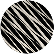 Epsilon Black White Hand Tufted Round Plush New Zealand Wool Rug