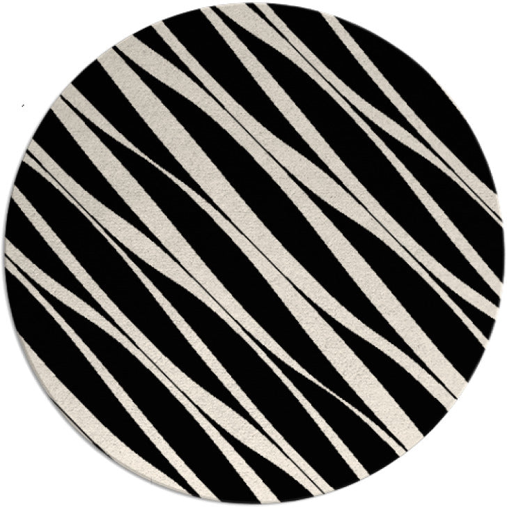 Epsilon Black White Hand Tufted Round Plush New Zealand Wool Rug
