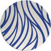 Fable Blue White Hand Tufted Round Plush New Zealand Wool Rug