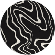 Tyrol Black White Hand Tufted Round Plush New Zealand Wool Rug