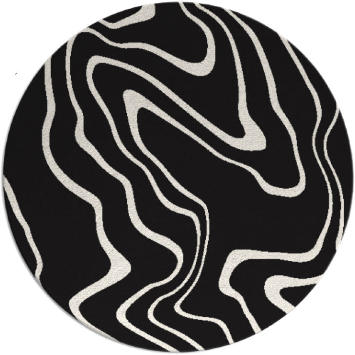 Tyrol Black White Hand Tufted Round Plush New Zealand Wool Rug