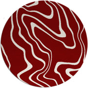 Tyrol Red White Hand Tufted Round Plush New Zealand Wool Rug