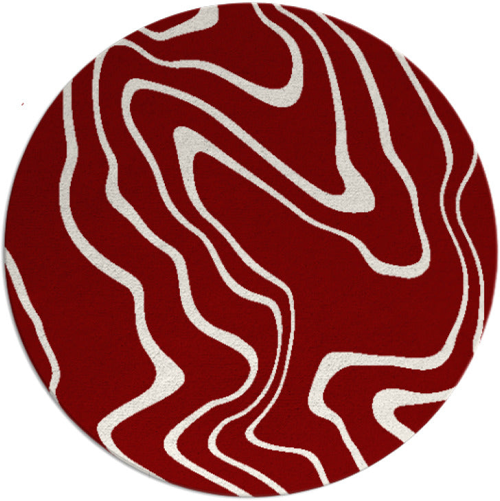 Tyrol Red White Hand Tufted Round Plush New Zealand Wool Rug