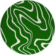 Tyrol White Green Hand Tufted Round Plush New Zealand Wool Rug