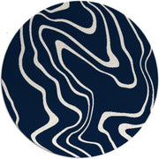 Tyrol Blue White Hand Tufted Round Plush New Zealand Wool Rug