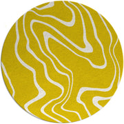 Tyrol Yellow White Hand Tufted Round Plush New Zealand Wool Rug
