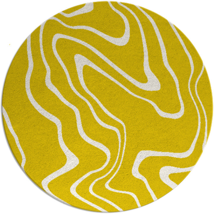 Tyrol Yellow White Hand Tufted Round Plush New Zealand Wool Rug