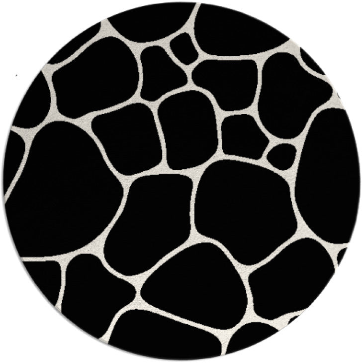 Caye Black White Hand Tufted Round Plush New Zealand Wool Rug