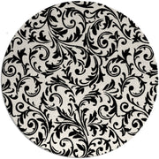 Bache Black Floral Hand Tufted Round Plush New Zealand Wool Rug