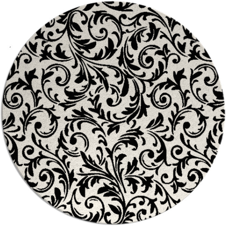 Bache Black Floral Hand Tufted Round Plush New Zealand Wool Rug