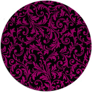 Bache Black & Pink Hand Tufted Round Plush New Zealand Wool Rug