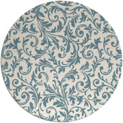 Bache Blue Floral Hand Tufted Round Plush New Zealand Wool Rug