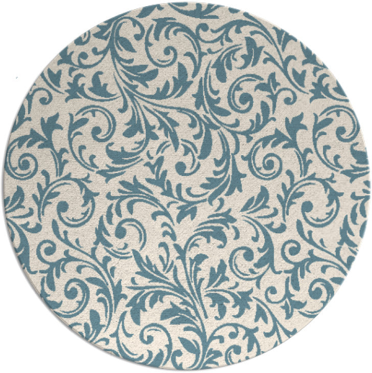 Bache Blue Floral Hand Tufted Round Plush New Zealand Wool Rug