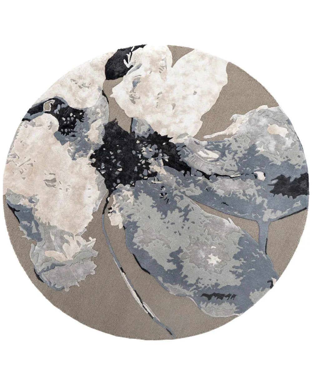 Nebula Floral Hand Tufted Round Plush New Zealand Wool Rug