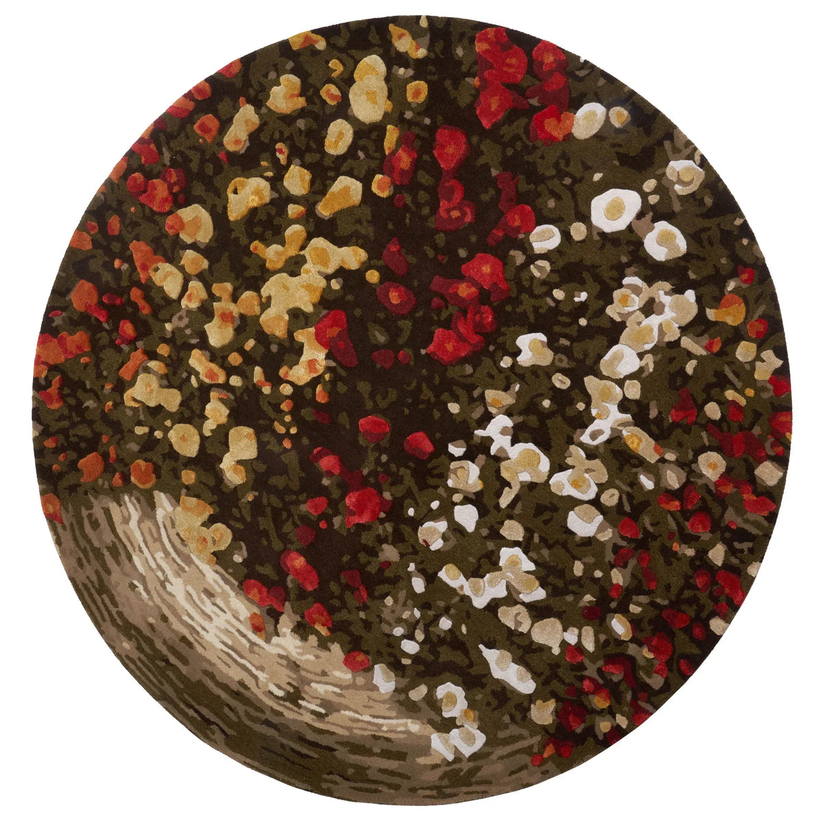 Spring Flowers Multicolor Hand Tufted Round Plush New Zealand Wool Rug