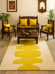 Terracota Yellow & Pure White Hand Tufted New Zealand Wool Rug