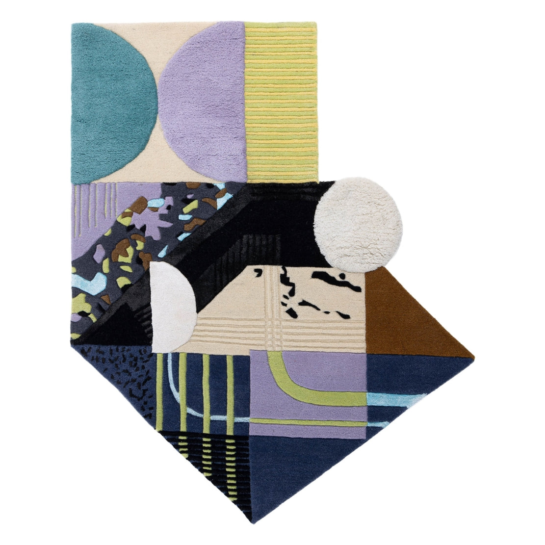 Tokyo Pop Irregular Shaped New Zealand Wool High Low Rug