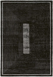 Handwoven Black Border Wool / Viscose Rug