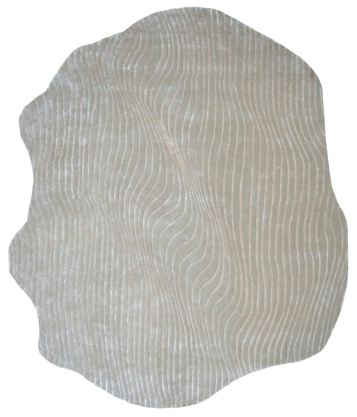 Ivory Zebra Shaped New Zealand Wool & Silk Rug